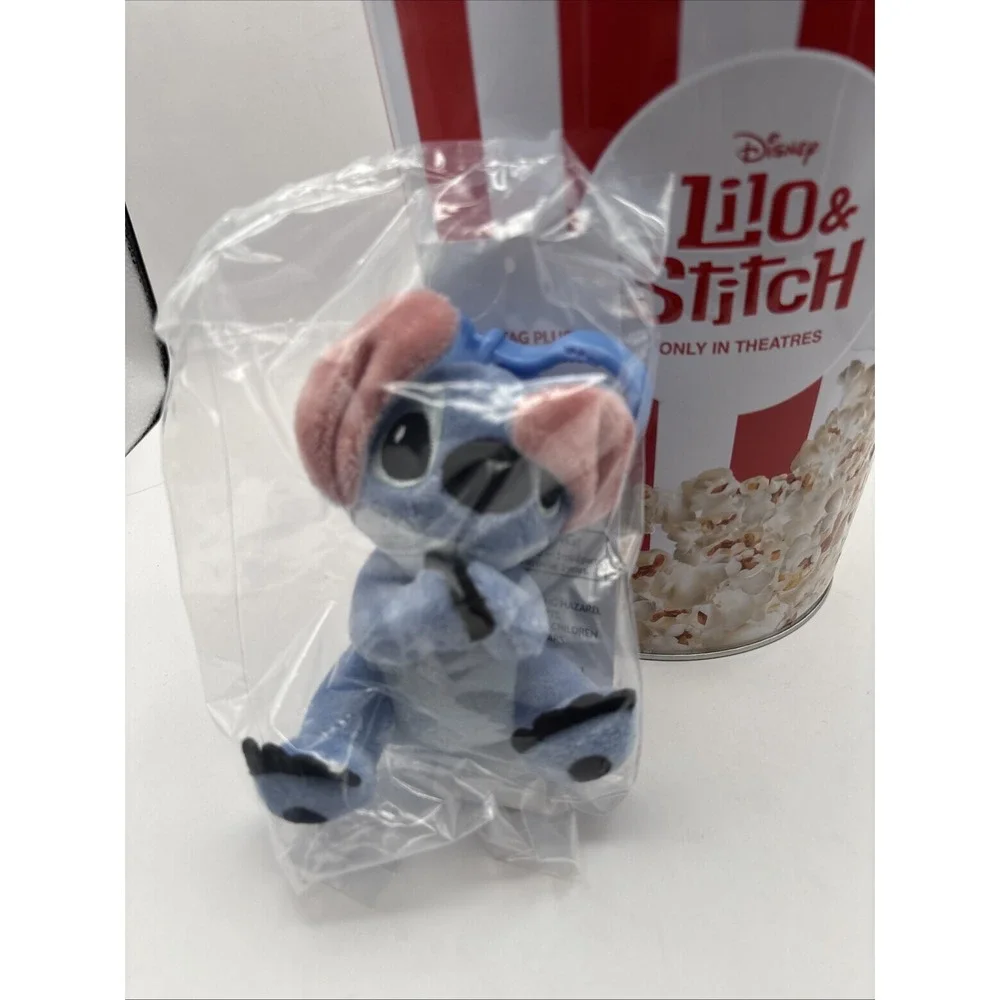 Cinemark 2025‎ Lilo & Stitch Plush Clip Tin Surfin Popcorn Bucket NEW